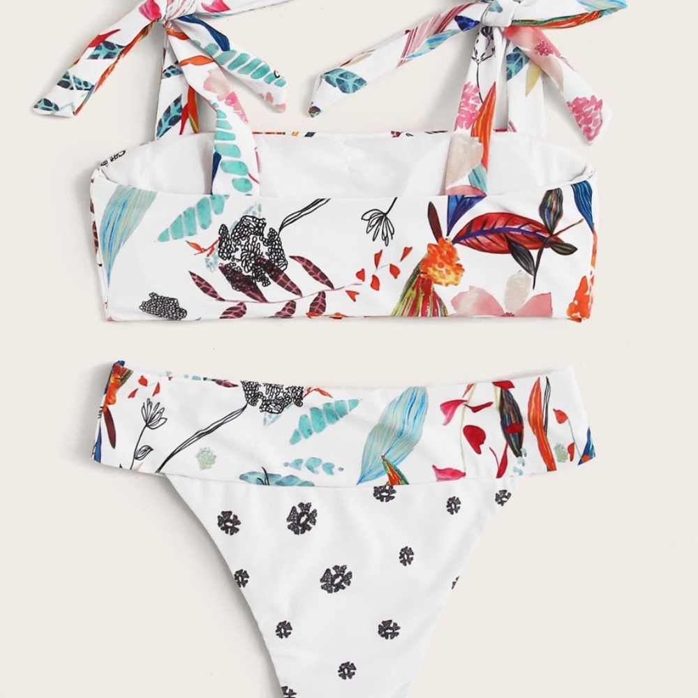 floral print tie cheeky bikini swim boho leaves - Picture 3 of 3